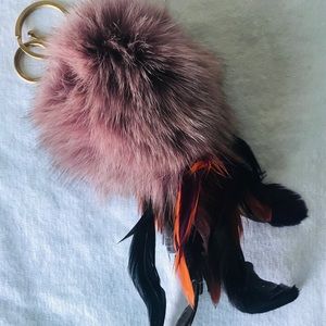 Colorful Feather Pom-Pom Key Chain